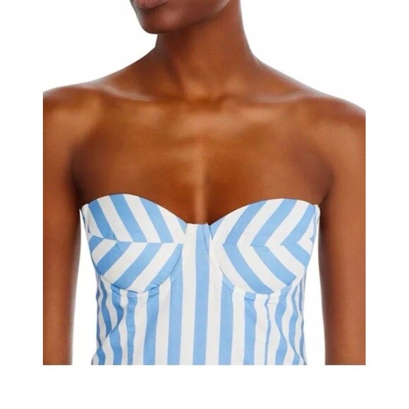 Aqua Stripe Bustier Midi Dress Size XL- New - Picture 5 of 15